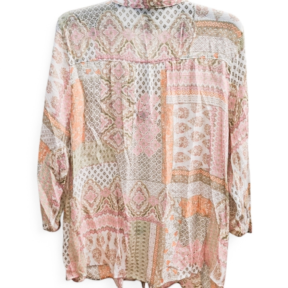 Women's Ruby Rd. Multicolor Boho Patchwork Blouse… - image 9